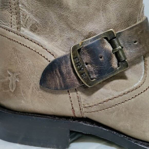 Frye Veronica Slouch Distressed Biker Rocker Prairie Boot Brown Womens Size 6.5 - Picture 8 of 14